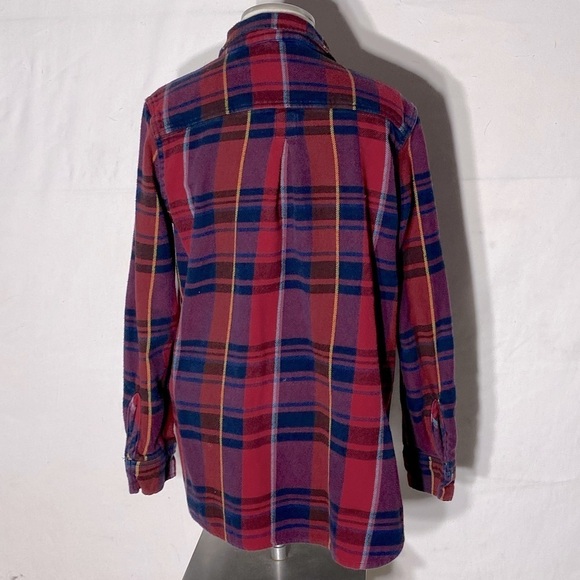 Roots Red Blue Plaid Flannel Button Up Top S - Picture 4 of 11